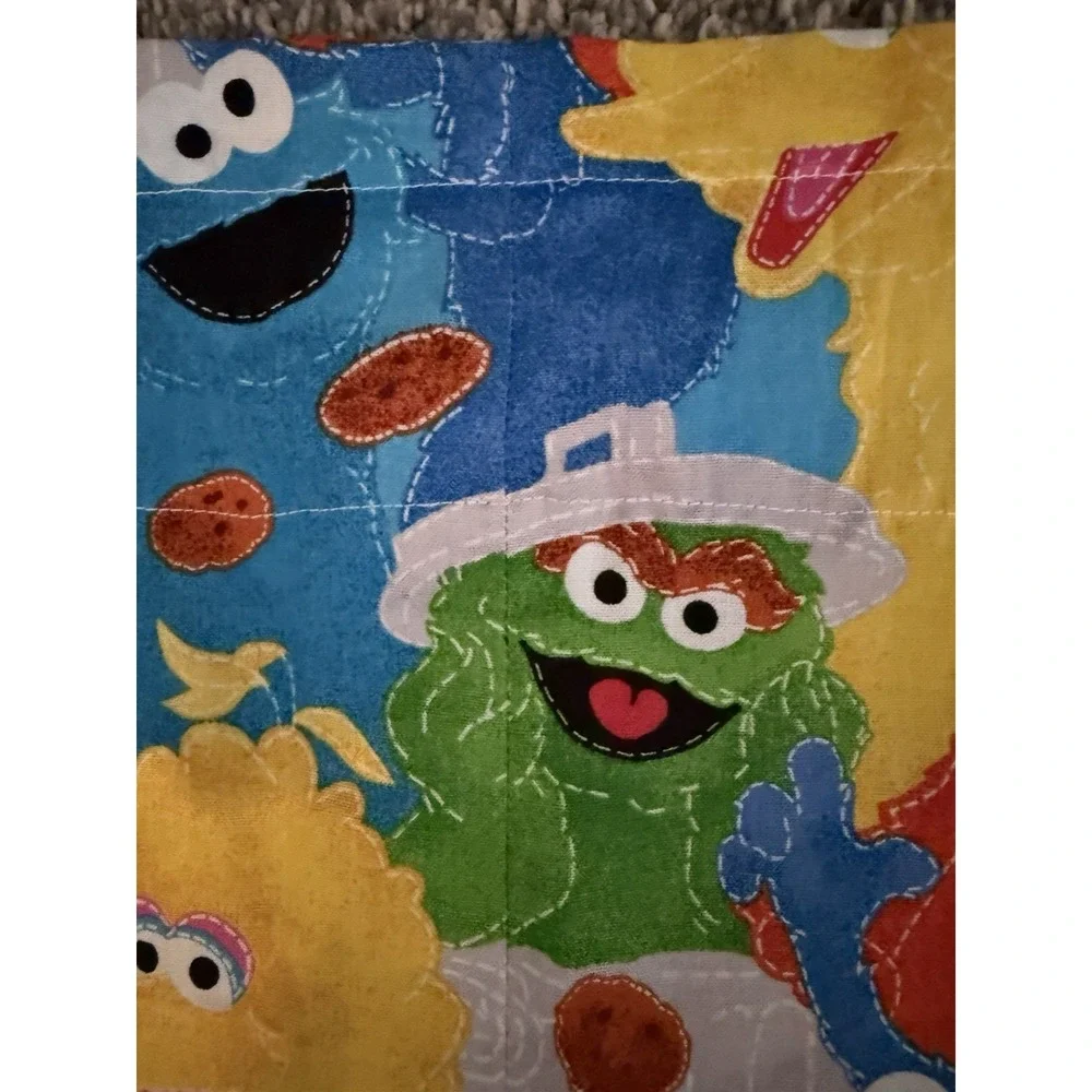 Rare Homemade Sesame Street Double Curtain And Valance Or Fabric 75x73 Val. 80